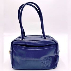 Auth Loewe Super Soft Blue Nappa Leather Mini Anagram Shoulder Bag Preloved
